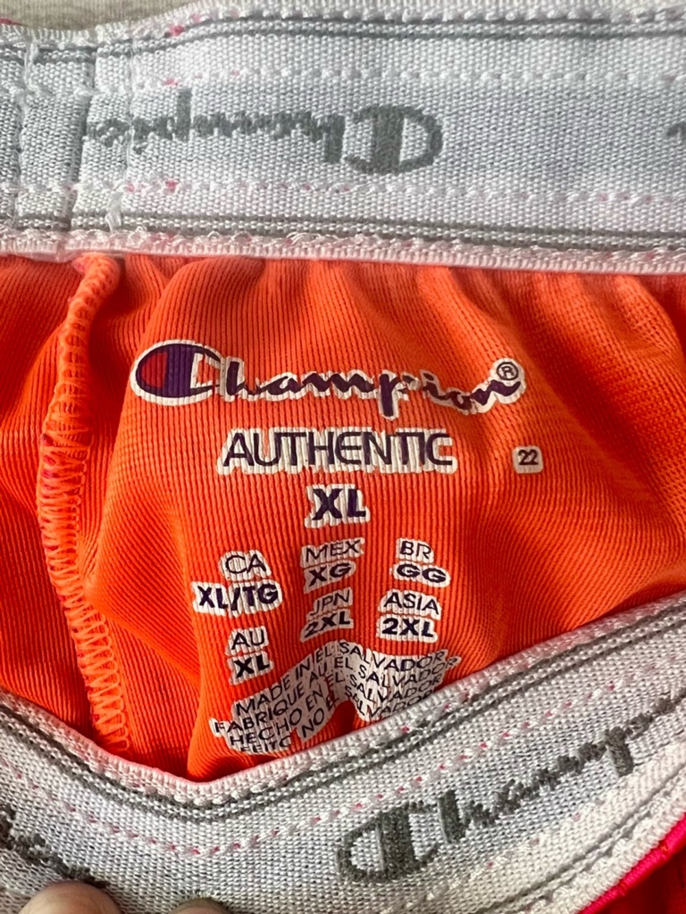 Champion Hot Pink Athletic Mesh Shorts with Orange Lining - Picture 2 of 2